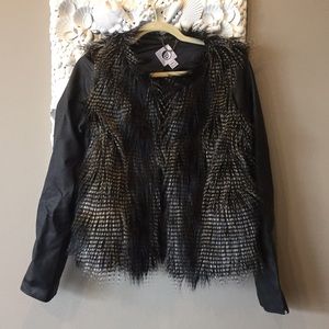 * Worn Once * Faux Fur and Vegan Leather Jacket